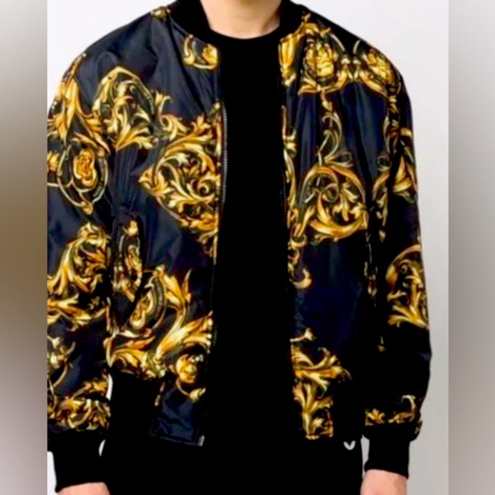 Versace Black and Gold Bomber Jacket
